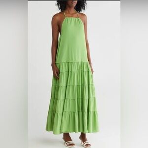 NWOT FREE PEOPLE, Somewhere Sunny Drop Waist Maxi, XS in Green